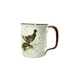 Exquisite Otagiri Stoneware Mug with Graceful Wild Pheasants | Vintage Japanese